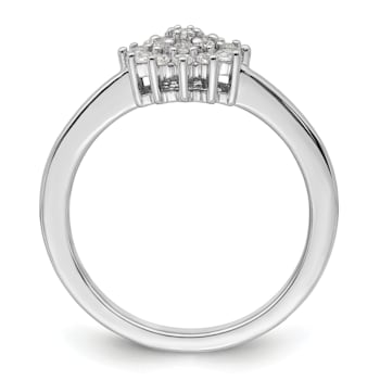 Rhodium Over 14K White Gold Lab Grown Diamond SI1/SI2, G H I, Cluster Ring