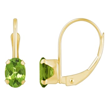 6x4mm Oval Peridot 10k Yellow Gold Drop Earrings