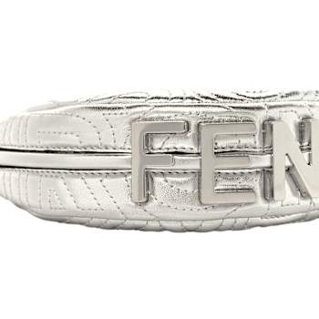 Fendi x Marc Jacobs Fendigraphy Silver Tone Mini Hobo Leather Bag