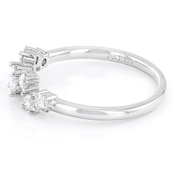 Round Moissanite Ring In Platinum-Enhanced Sterling Silver