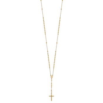 14K Yellow Gold Diamond-cut 3mm Beaded Semi-solid Rosary
