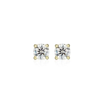 Moissanite 14k Yellow Gold Over Silver Stud Earrings 0.46ctw DEW