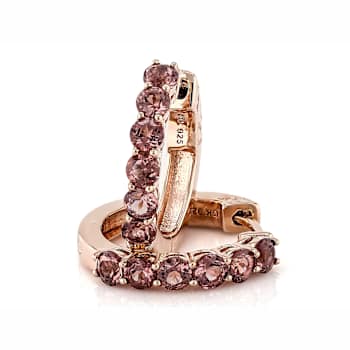 Color Shift Garnet Hoops In 18K Rose Gold Over Sterling Silver 1.73ctw