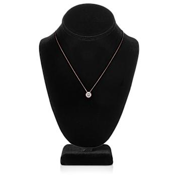 White Cubic Zirconia 14k Rose Gold Pendant With Chain 1.50ctw