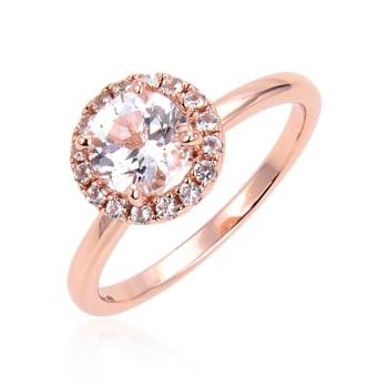 Round White Topaz 14K Rose Gold Over Sterling Silver Ring, 1.90ctw