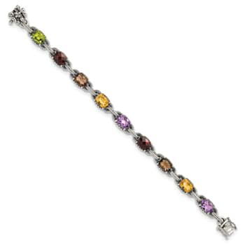 Sterling Silver Oxidized Amethyst/Citrine/Garnet/Peridot/Smoky Quartz Bracelet