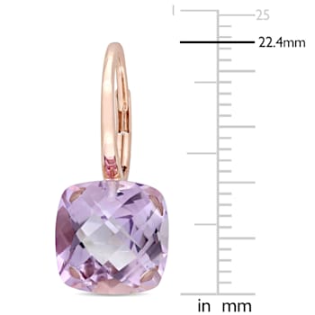 9.80ctw Rose de France Amethyst 14k Rose Gold Earrings