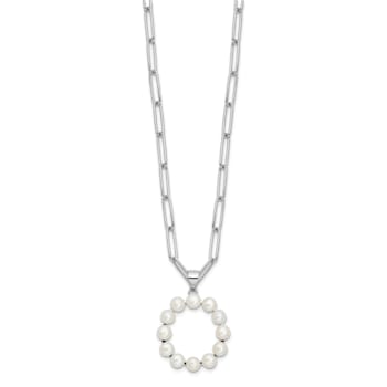 Rhodium Over Sterling Silver 3-5.5mm Freshwater Cultured Pearl LETTER O
18-inch Necklace