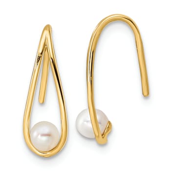 14K Yellow Gold Freshwater Cultured Pearl Teardrop Dangle Earrings