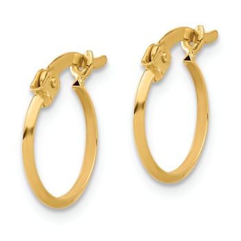 14k Yellow Gold Polished 9/16" Knife Edge Hoop Earrings
