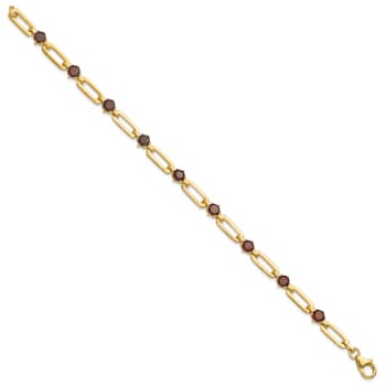 Sterling Silver Gold-tone 5mm 4.05ctw Garnet Paperclip Chain Bracelet