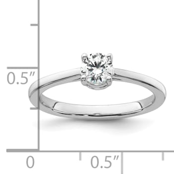 Rhodium Over 14K White Gold Lab Grown Diamond Engagement Ring