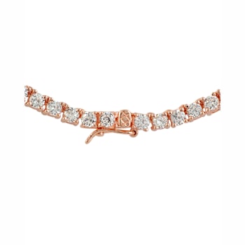 CZ Tennis Necklace In 18K Rose Gold Over Sterling Silver