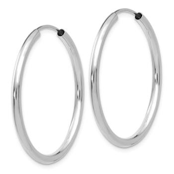 Rhodium Over 14k White Gold Polished 1 3/16" Endless Hoop Earrings