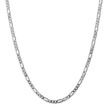 14K White Gold 4mm Flat Figaro Chain Necklace