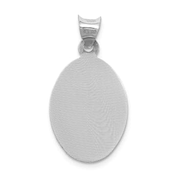 Rhodium Over 14K White Gold Our Lady of Guadalupe Semi-solid Oval Pendant