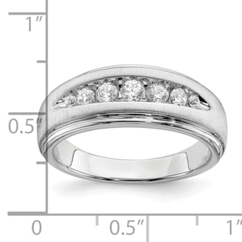 Rhodium Over 10K White Gold Lab Grown Diamond, SI1/SI2, G H I, Men's Ring