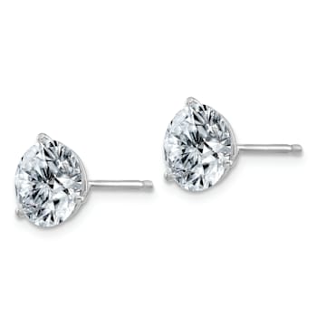 Rhodium Over 14K White Gold 3ct. 7.5mm Round D E F Pure Light Moissanite Earrings