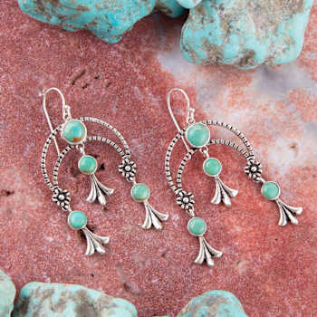 Barse Jewelry Floral Chandelier Blue Turquoise Sterling Silver Earrings