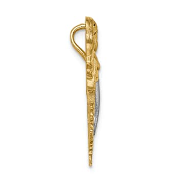14k Two-tone Gold Brushed Diamond-Cut Mermaid Chain Slide Pendant
