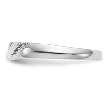 Rhodium Over 14K White Gold Diamond Trio Ladies Wedding Band 0.05ctw