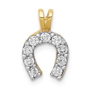 10k Yellow Gold and Rhodium Over 10k Yellow Gold Small Cubic Zirconia
Horseshoe Charm