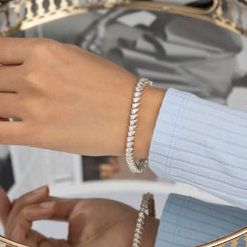 White Cubic Zirconia Platinum Over Sterling Silver Tennis Bracelet 12.50ctw