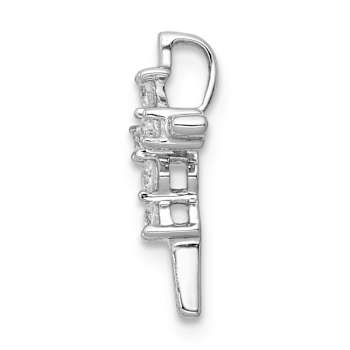 Rhodium Over 14k White Gold Diamond Cross Chain Slide Pendant