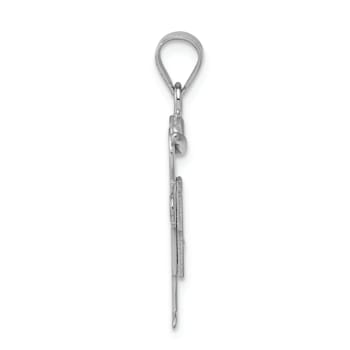 Rhodium Over 14k White Gold Satin Diamond Kid with Hat Pendant