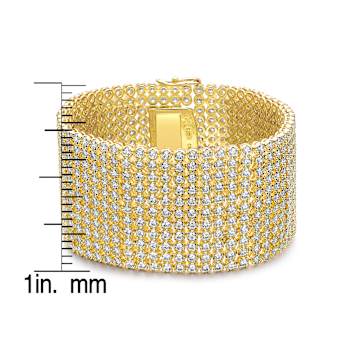 CZ Mesh Link Bracelet In 14K Gold Over Brass