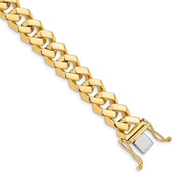10k Yellow Gold and 10k White Gold 10mm Hand-polished Fancy Curb Link Bracelet