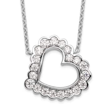 Rhodium Over 14K White Gold Lab Grown Diamond VS/SI GH, Heart Pendant Necklace