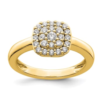 14K Yellow Gold Lab Grown Diamond SI1/SI2, G H I, Squared Halo Ring