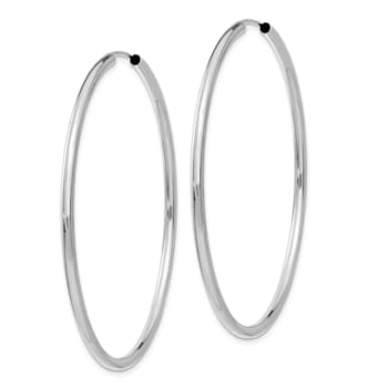 Rhodium Over 14k White Gold 1 15/16" Polished Endless Hoop Earrings