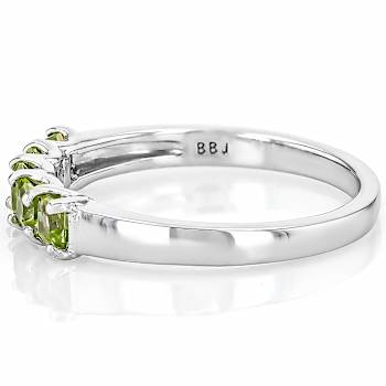 Peridot Square-Cut Band Ring In Sterling Silver