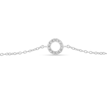 Lab Grown Diamond Rhodium Over Sterling Silver Circle Karma and Luck
Bracelet Bracelet VS-GH