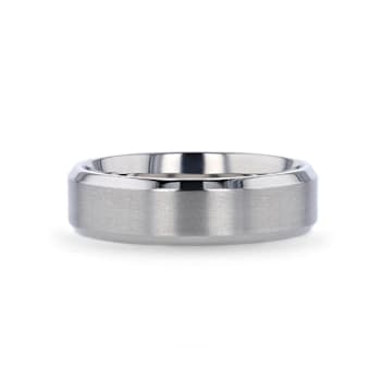 SHIRE Titanium Brushed Center Men’s Flat Wedding Ring with Polished
Beveled Edges 6mm