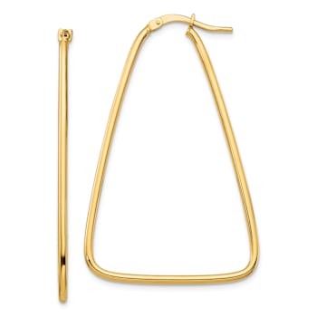 14k Yellow Gold 1 3/4" Polished Large Triangle Dangle Hoop Earrings