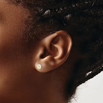 Sterling Silver and Enamel Flower Children's Post Earrings