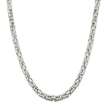 Sterling Silver 7.5mm Byzantine Chain