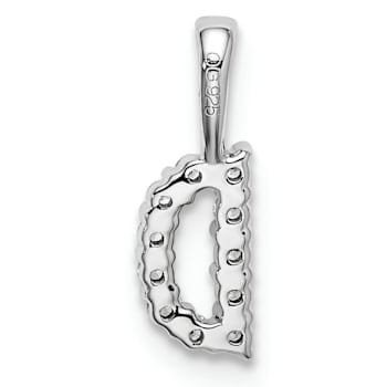 Rhodium Over 14K White Gold Lab Grown Diamond Letter D Initial Pendant