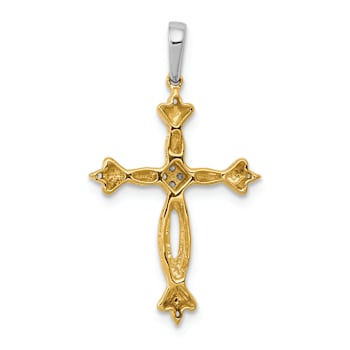 14k Two-tone Gold Diamond Cross Pendant