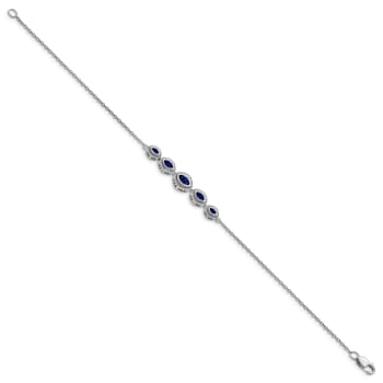 Rhodium Over 14k White Gold Marquise Sapphire Bracelet