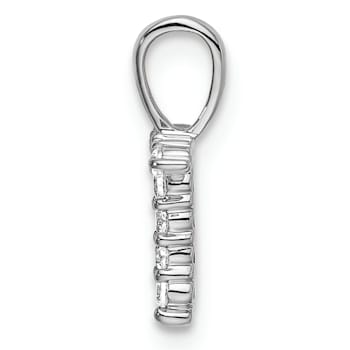 Rhodium Over 14K White Gold Lab Grown Diamond Letter T Initial Pendant