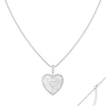 Mother of Pearl and Cubic Zirconia Rhodium Over Sterling Silver Pendant