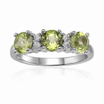 Peridot and Moissanite Sterling Silver 3-Stone Ring