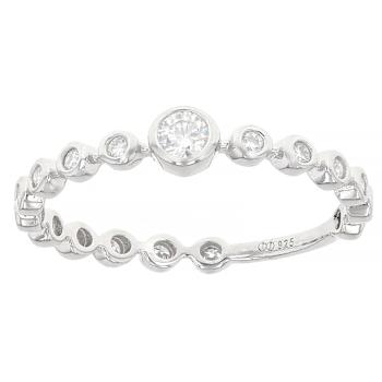 Moissanite Stackable Ring Set in Platinum-Enhnace Sterling Silver