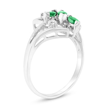 0.41ctw Emerald and Diamond Ring in 14k White Gold