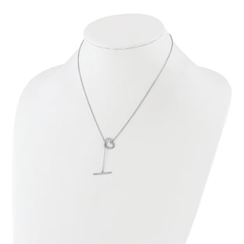 Rhodium Over 14K White Gold Lab Grown Diamond Heart Toggle Necklace
