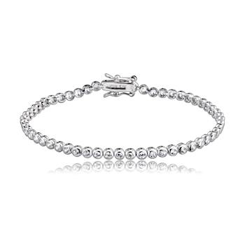 CZ Bezel-Set Tennis Bracelet In Sterling Silver